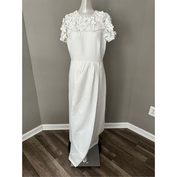 SACHIN & BABI Marist Gown - Ivory Crepe Embroidered Gown - Picture 12 of 14